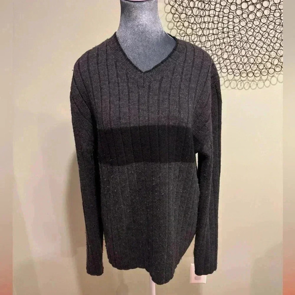 Banana Republic Factory Other - Banana Republic %100 Wool Sweater Gray with Black Stripe - Size Medium